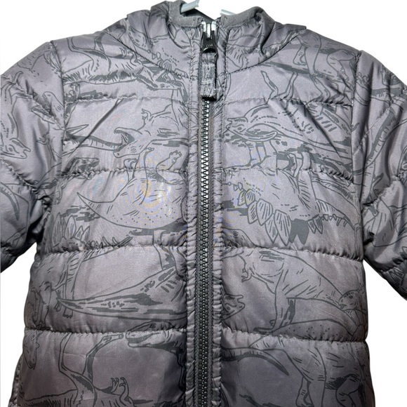 Carter's Toddler Boy Grey Zip-Up Puffer Jacket Dinosaur Print Size 2T - Picture 7 of 10